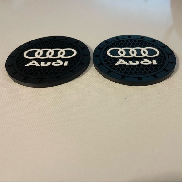 Audi Car Cup Coasters in Black with Logo Set of 2 NWT - Picture 3 of 4